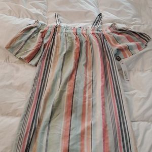 NWT Striped off cold shoulder dress